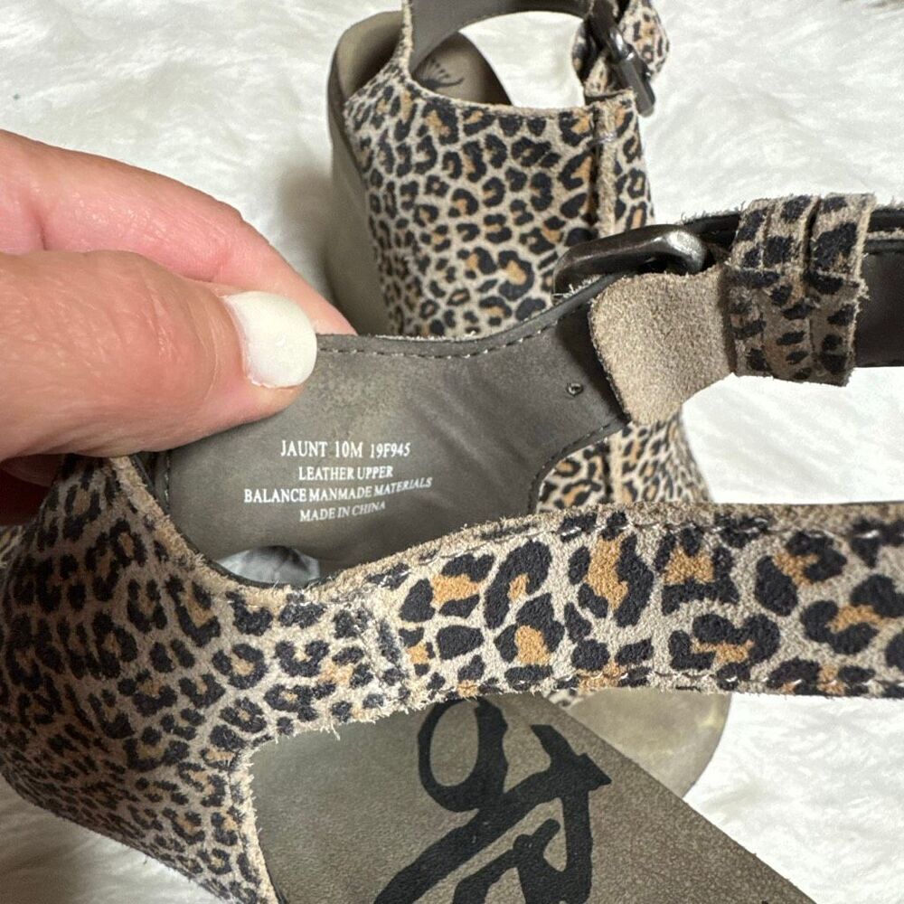 OTBT Women’s Jaunt Stone Cheetah Leather Wedge Platform Open Toe Sz 10 - Picture 8 of 11